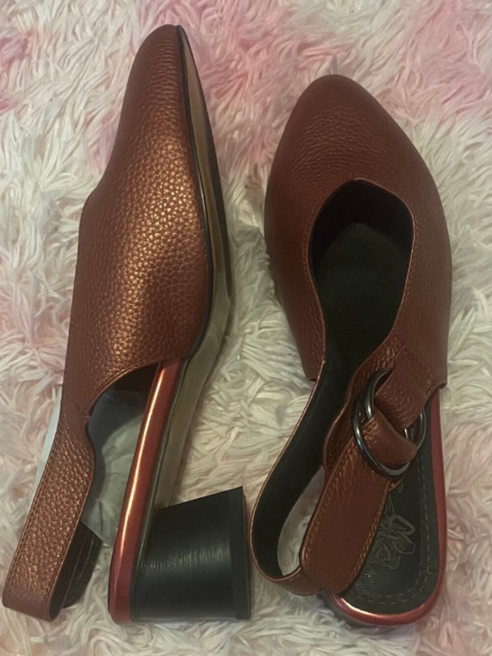 Brown Slingback Block Heels